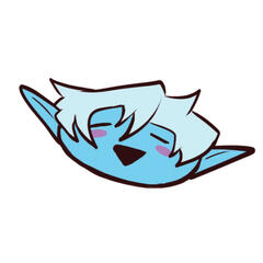 a chibi drawing of a blue elf.
